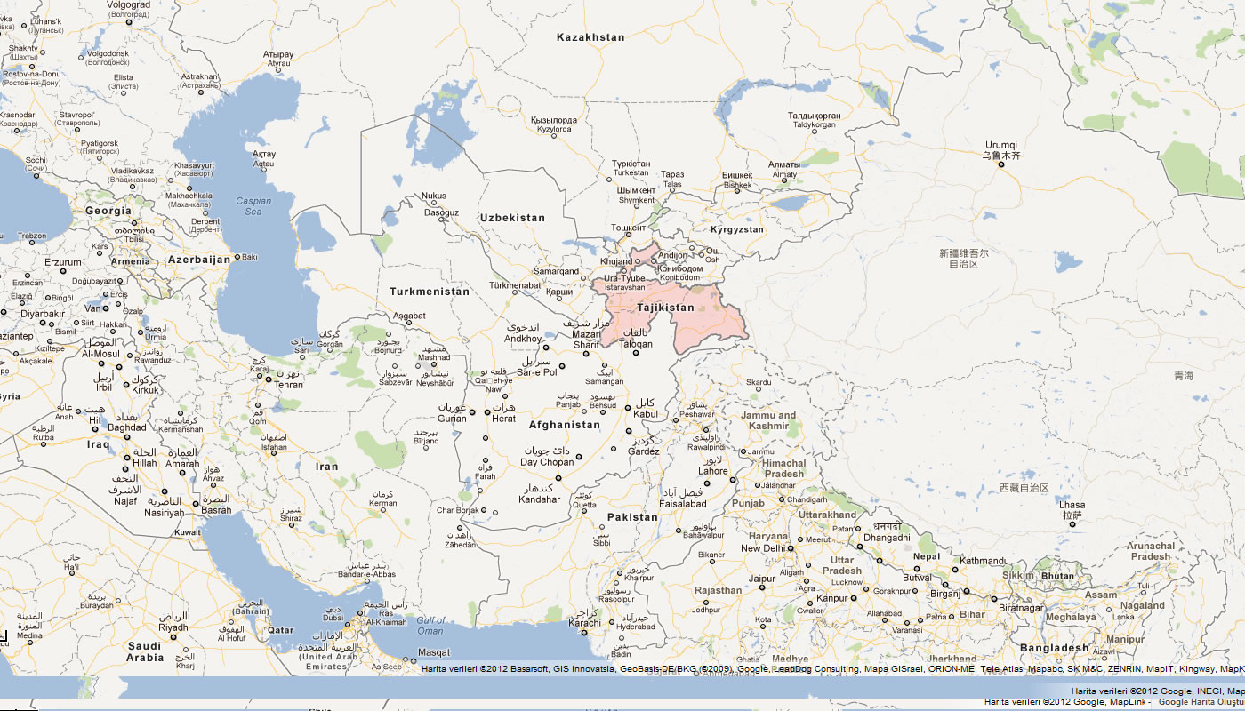 harita tacikistan asya